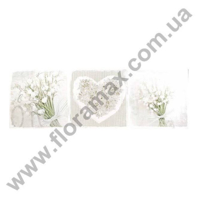 Картина Серце, білі квіти 90х30 см. 30620