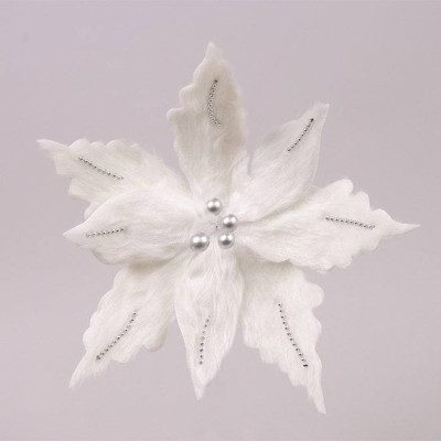 Квітка новорічна Пуансетія біла 75369