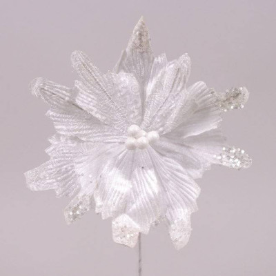 Квітка новорічна Пуансетія біла 75362