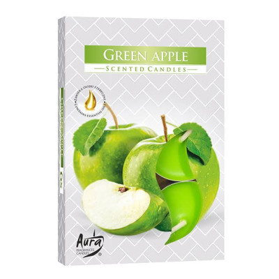 Свеча чайная таблетка ароматическая Bispol Зеленое яблоко D-3,9 см. 6 шт. 27232
