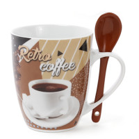 Чашка фарфорова Retro Coffee 0,35 л. з ложечкою 31618