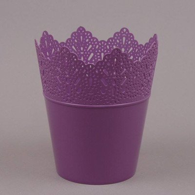 Горщик пластмасовий Коронка низький фіолетовий 16.5см.