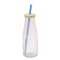 Пляшка скляна з трубкою 0,4 л. жовта 45167