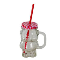 Чашка-банка з трубкою Teddy Bear 0,45 л. червона 45140