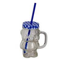 Чашка-банка з трубкою Teddy Bear 0,45 л. блакитна 45170