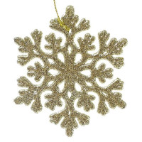 Новогодняя подвеска Снежинка золотая 9 см. 11896