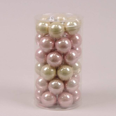 Кульки скляні 3,8 см. рожеві-кремові (36 шт.) 44566