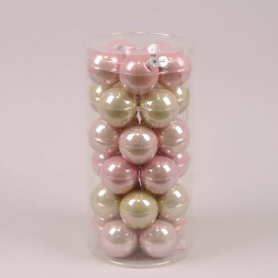Кульки скляні 5,7 см. рожеві-кремові (30 шт.) 44587