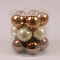 Кульки скляні 8 см. коричневі-кремові (15 шт.) 44595