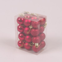 Набор пластиковых красных новогодних шаров 24 шт. D-3 см. 44403