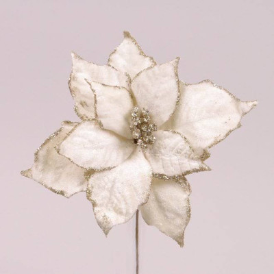 Квітка новорічна Пуансетія кремова 75841