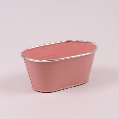 Кашпо металеве овальне рожеве 37786