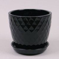 Горшок керамический Ромб глянец черный 4.5л.