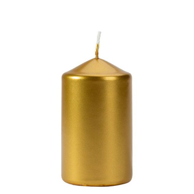 Свеча цилиндр Bispol 6х10 см. золотая 27528