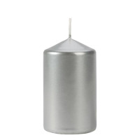 Свеча цилиндр Bispol 6х10 см. серебряная 27529