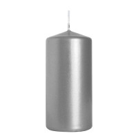 Свеча цилиндр Bispol 6х12 см. серебряная 27531