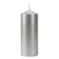 Свеча цилиндр Bispol 6х15 см. серебряная 27533