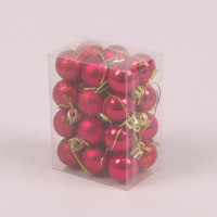 Набор пластиковых красных новогодних шаров 24 шт. D-2.5 см. 44442