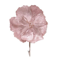 Цветок новогодний Магнолия на прищепке розовый 12686