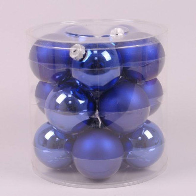 Шарики стеклянные 8 см. голубые (15 шт.) 44594