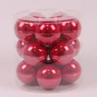 Шарики стеклянные 8 см. красные опал (15 шт.) 44606