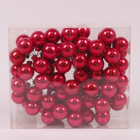 Шарики стеклянные 3 см. красные опал (6 пучков-72 шарика) 44650