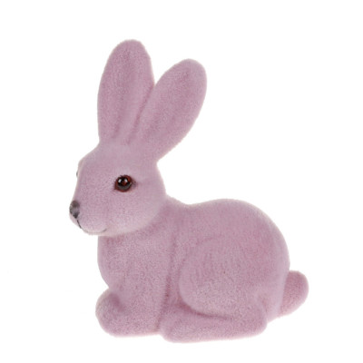 Фигурка пластиковая Пасхальный Кролик флок фиолетовый 10 см. 40337
