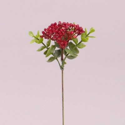 Гілочка декоративна з червоним цвітом 73189