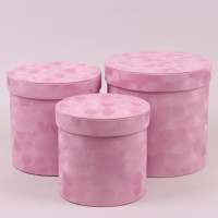 Комплект розовых замшевых коробок для цветов 3 шт. 41998
