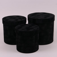 Комплект черных замшевых коробок для цветов 3 шт. 41999