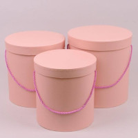 Комплект розовых коробок для цветов 3 шт. 42007
