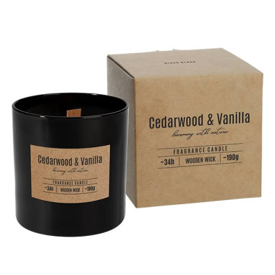 Свічка ароматична з дерев'яним гнотом Bispol Cedarwood & Vanilla 27578