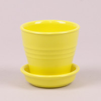 Горшок керамический Ведро глянец желтый 0.25л.