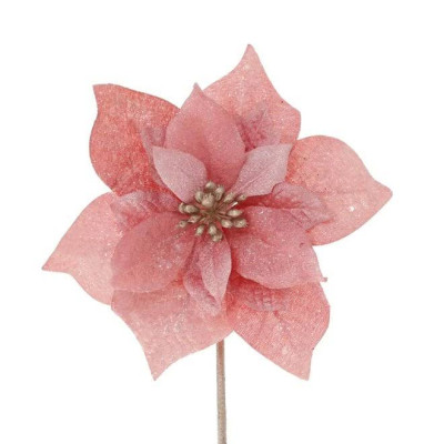 Цветок новогодний Пуансетия розовый 12999