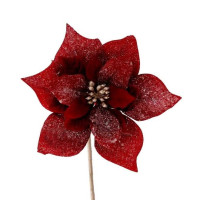 Цветок новогодний Пуансетия бордовый 13001