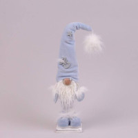 Фигурка новогодняя Гном в голубой шапке 40 см. 16421