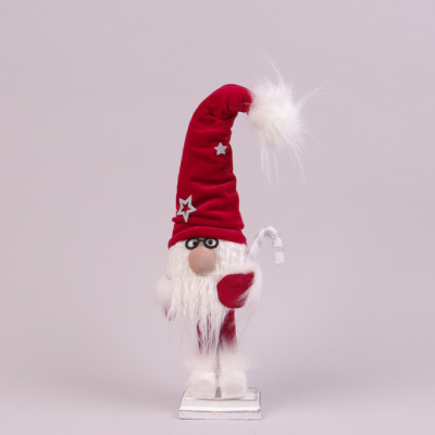Фігурка новорічна Гном в окулярах і червоній шапці 40 см. 16473