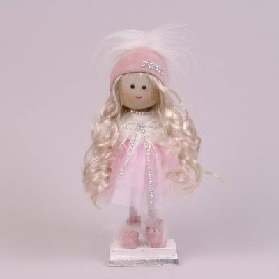 Фігурка новорічна Дівчинка в рожевому платті 35 см. 16487