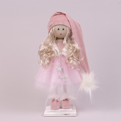 Фігурка новорічна Ангел Дівчинка в рожевому платті 40 см. 16490