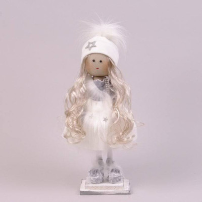 Фігурка новорічна Дівчинка в білому платті 45 см. 16496