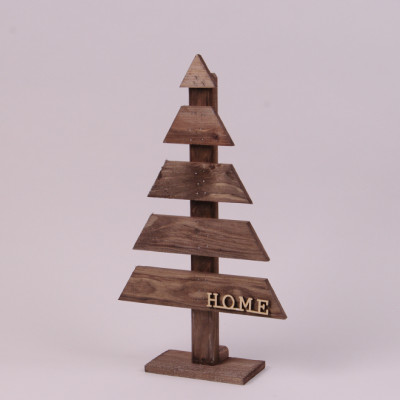Новорічна дерев'яна декорація Ялинка коричнева H-43.5 см. 16508