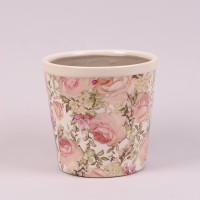 Кашпо керамическое Розовые цветы 38558