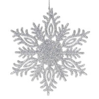 Новорічна підвіска Сніжинка срібна 15 см. 13021