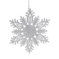Новорічна підвіска Сніжинка срібна 12 см. 13022