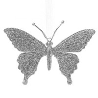 Новорічна підвіска Метелик срібний 13032