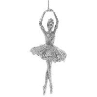 Новорічна підвіска Балерина срібна 13039