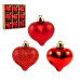 Набор пластиковых красных новогодних украшений Сердечка 9 шт. D-4.5 см. 43036
