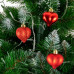 Набор пластиковых красных новогодних украшений Сердечка 9 шт. D-4.5 см. 43036