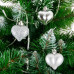 Набір пластикових срібних новорічних прикрас Сердечка 9 шт. D-4.5 см. 43038