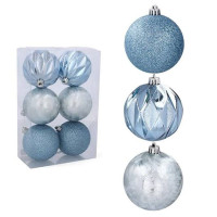 Набор пластиковых синих новогодних шаров 6 шт. D-8 см. 43057